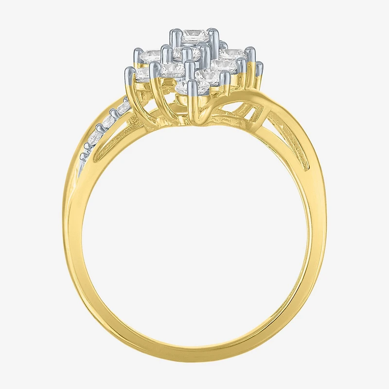 (G-H/Si2-I1) Womens 1 CT. T.W. Lab Grown White Diamond 10K Gold Marquise Cluster Cocktail Ring