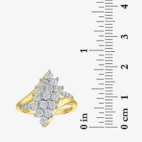 (G-H/Si2-I1) Womens 1 CT. T.W. Lab Grown White Diamond 10K Gold Marquise Cluster Cocktail Ring