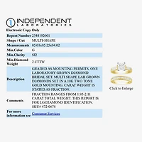 (G / Si2) Womens 2 CT. T.W. Lab Grown White Diamond 10K Two Tone Gold Side Stone Bridal Set