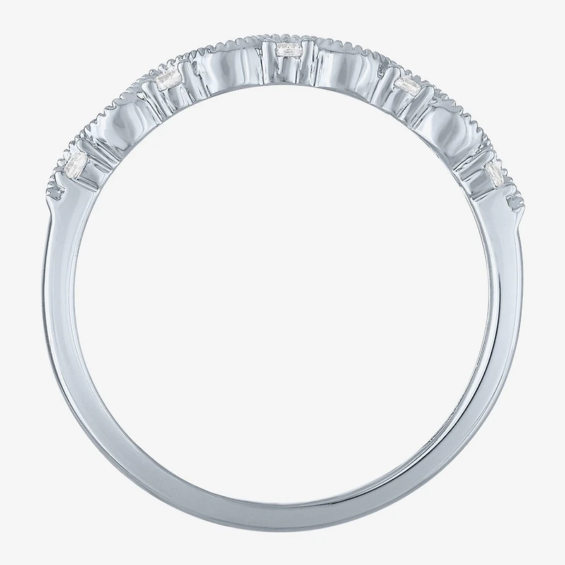 (G-H / Si2-I1) Womens 1/10 CT. T.W. Lab Grown White Diamond 10K Gold Wedding Band