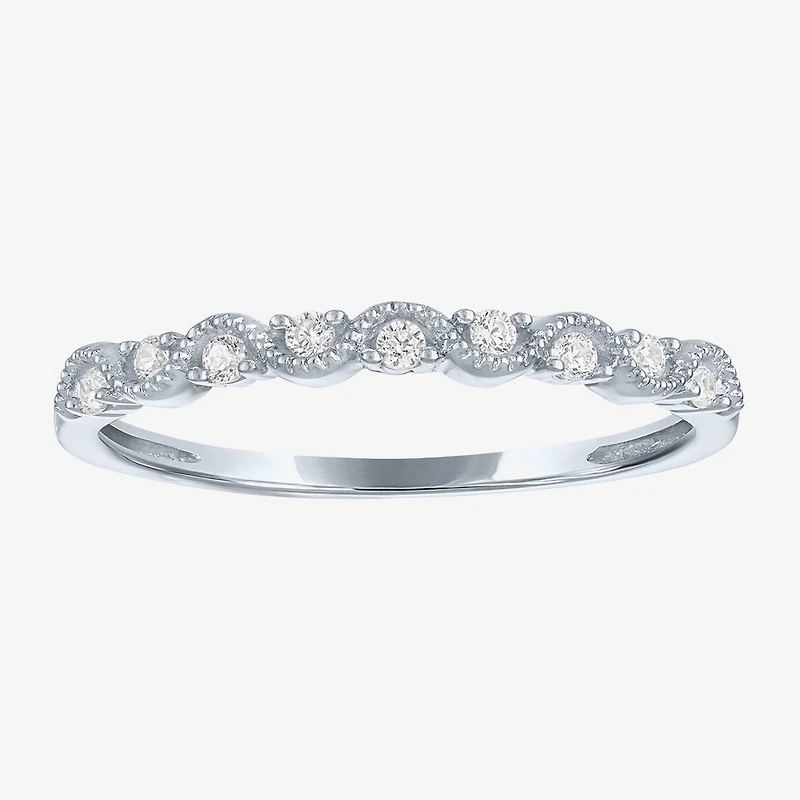 (G-H / Si2-I1) Womens 1/10 CT. T.W. Lab Grown White Diamond 10K Gold Wedding Band