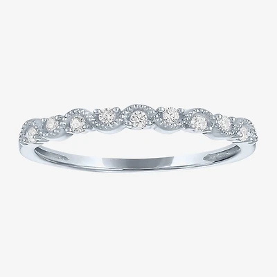 (G-H / Si2-I1) Womens 1/10 CT. T.W. Lab Grown White Diamond 10K Gold Wedding Band