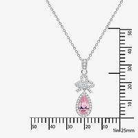 Diamonart Marilyn Monroe Womens Pink Cubic Zirconia Sterling Silver Bow 18 Inch Pendant Necklace