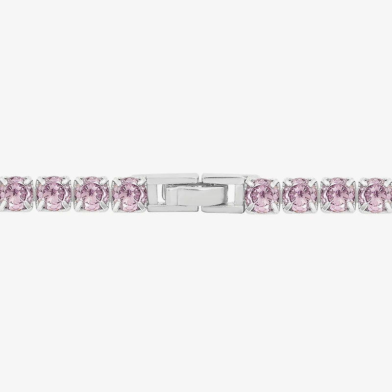 Diamonart Marilyn Monroe Womens Pink Cubic Zirconia Sterling Silver 7.25 Inch Tennis Bracelet