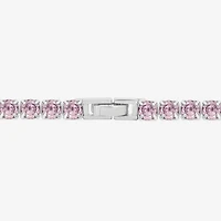 Diamonart Marilyn Monroe Womens Pink Cubic Zirconia Sterling Silver 7.25 Inch Tennis Bracelet