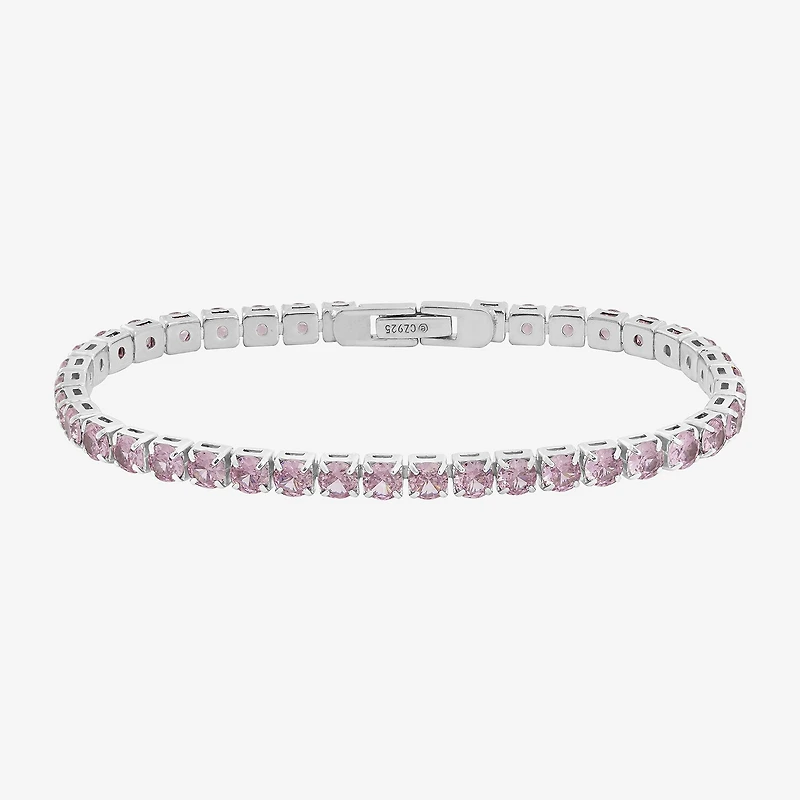 Diamonart Marilyn Monroe Womens Pink Cubic Zirconia Sterling Silver 7.25 Inch Tennis Bracelet
