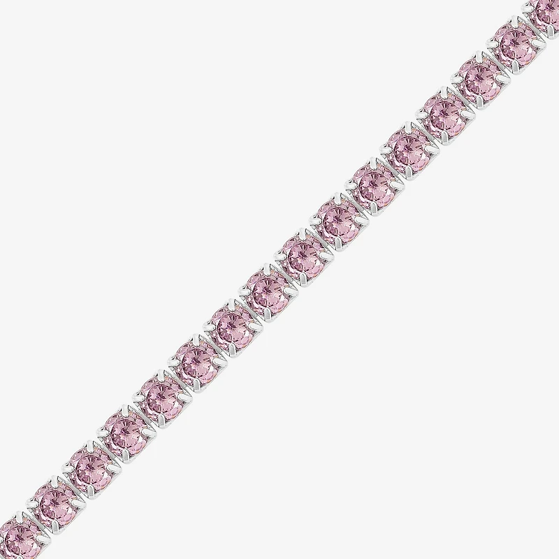 Diamonart Marilyn Monroe Womens Pink Cubic Zirconia Sterling Silver 7.25 Inch Tennis Bracelet
