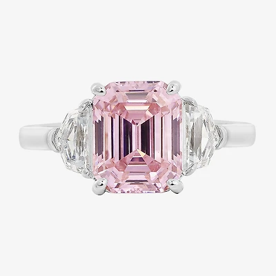 Diamonart Marilyn Monroe Womens Pink Cubic Zirconia Sterling Silver 3-Stone Cocktail Ring