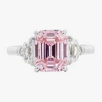 Diamonart Marilyn Monroe Womens Pink Cubic Zirconia Sterling Silver 3-Stone Cocktail Ring