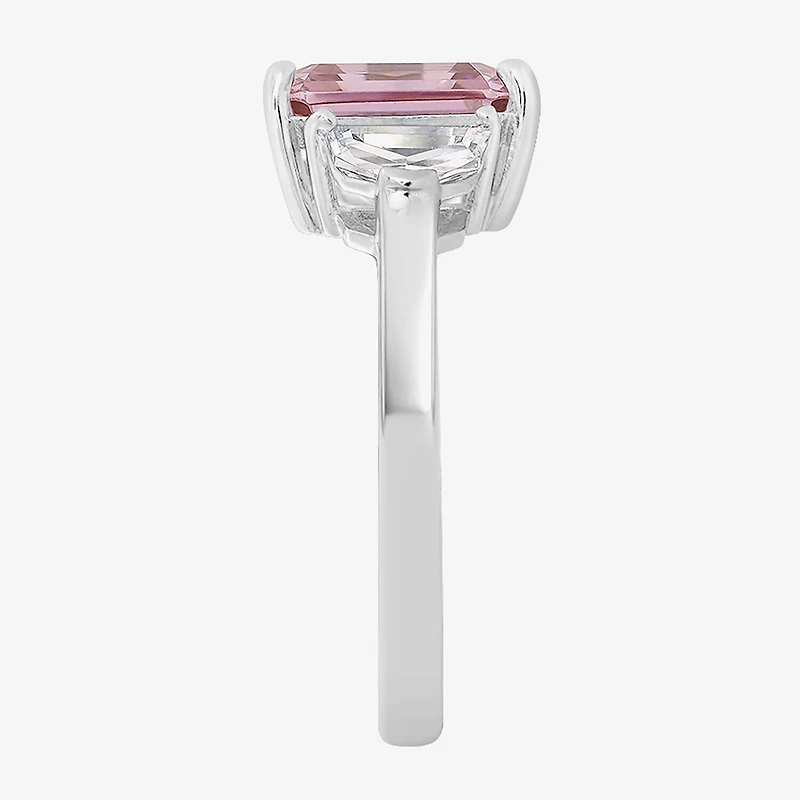 Diamonart Marilyn Monroe Womens Pink Cubic Zirconia Sterling Silver 3-Stone Cocktail Ring