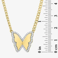 Diamond Addiction (G-H Womens 1/4 CT. T.W. Lab Grown White Diamond 14K Gold Over Silver Sterling Silver Butterfly 16 Inch Pendant Necklace