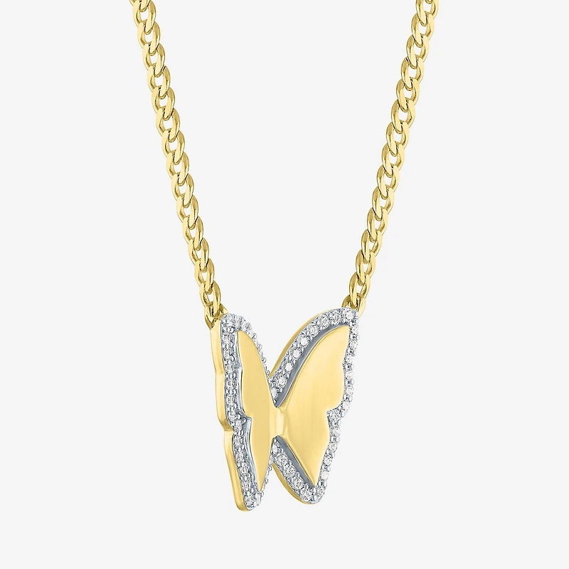 Diamond Addiction (G-H Womens 1/4 CT. T.W. Lab Grown White Diamond 14K Gold Over Silver Sterling Silver Butterfly 16 Inch Pendant Necklace