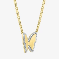 Diamond Addiction (G-H Womens 1/4 CT. T.W. Lab Grown White Diamond 14K Gold Over Silver Sterling Silver Butterfly 16 Inch Pendant Necklace