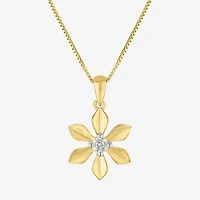 Flower (Gh / Si2 I1) Womens 1/10 CT. T.W. Lab Grown White Diamond 14K Gold Over Silver Flower 18 Inch Pendant Necklace