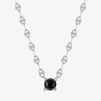 Diamond Addiction Womens 1/10 CT. T.W. Natural Black Diamond Sterling Silver Round 16 Inch Pendant Necklace