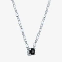 Diamond Addiction Womens 1/10 CT. T.W. Natural Black Diamond Sterling Silver Round 16 Inch Pendant Necklace