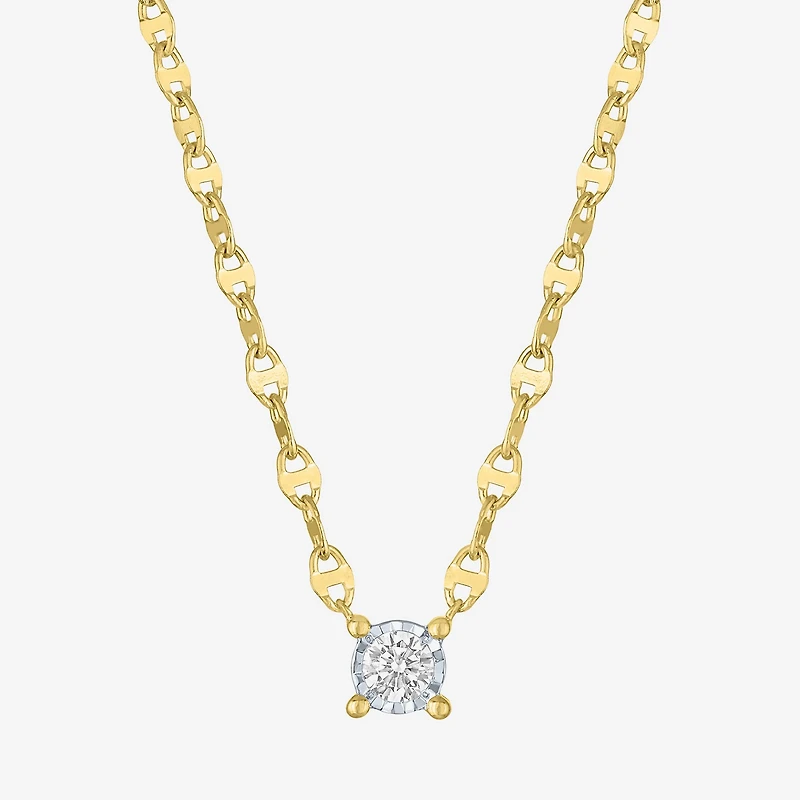 Diamond Addiction (G-H, Si2-I1) Womens 1/10 CT. T.W. Lab Grown White Diamond 14K Gold Over Silver Round 16 Inch Pendant Necklace