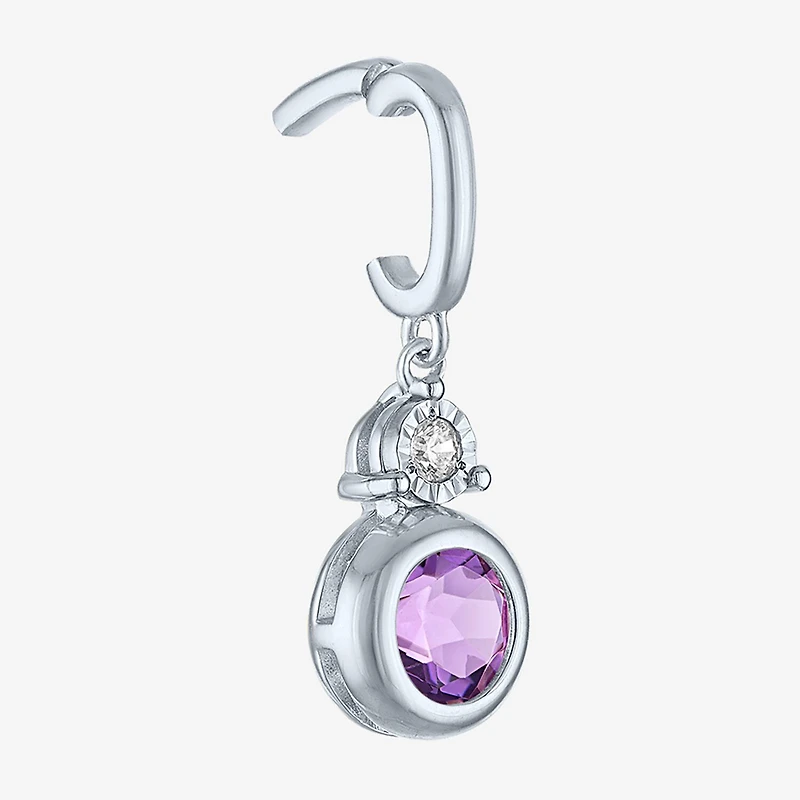 Charmed by Diamond Addiction Accent (G-H / Si2-I1) Blue Sapphire Sterling Silver Charm
