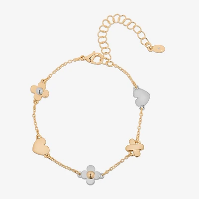 Bijoux Bar Womens 7.5 Inch Solid Link Heart Chain Bracelet