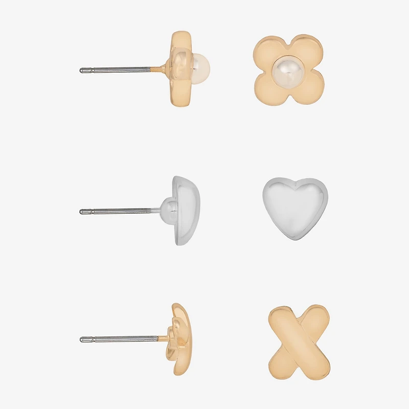 Bijoux Bar Delicates Womens Heart 3 Pair Earring Set