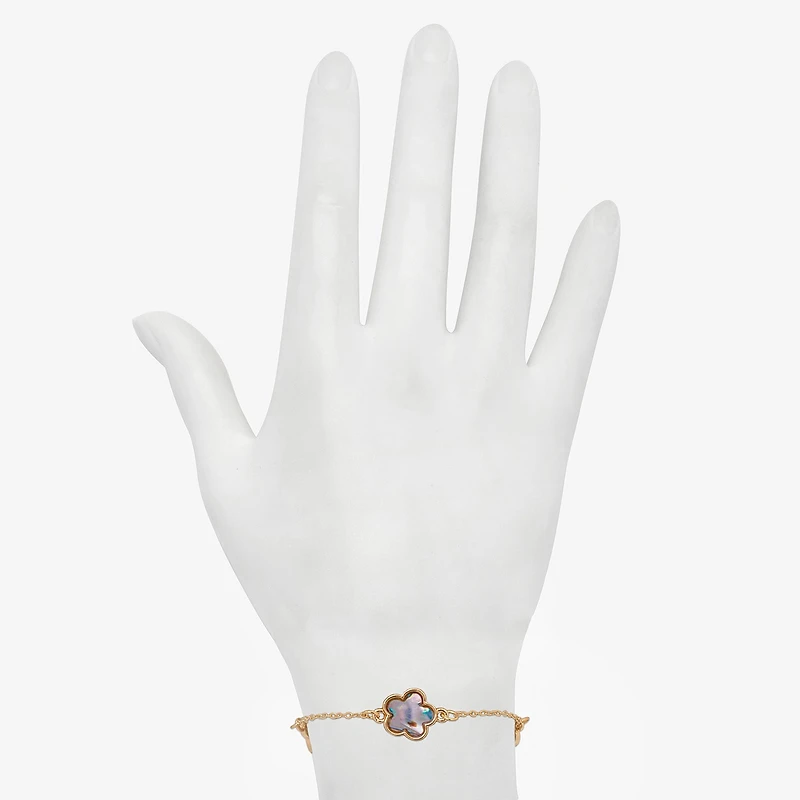 Bijoux Bar Delicates Womens 7.5 Inch Solid Link Flower Chain Bracelet