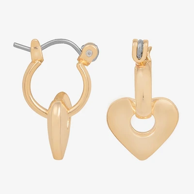 Bijoux Bar Womens 18.5mm Heart Hoop Earrings