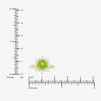 Womens Genuine Green Peridot 14K Gold Over Silver Sunburst Cocktail Ring