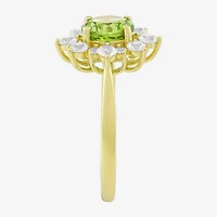 Womens Genuine Green Peridot 14K Gold Over Silver Sunburst Cocktail Ring