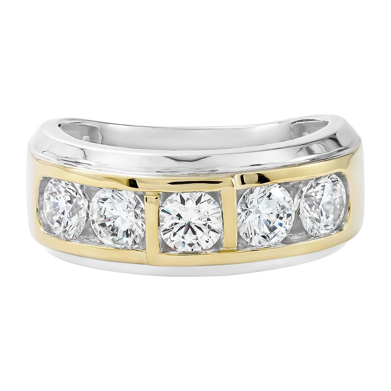 (F / Si2) Mens 2 CT. T.W. Lab Grown White Diamond 14K Gold Over Silver Wedding Band
