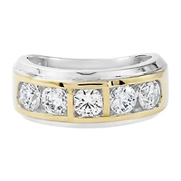 (F / Si2) Mens 2 CT. T.W. Lab Grown White Diamond 14K Gold Over Silver Wedding Band