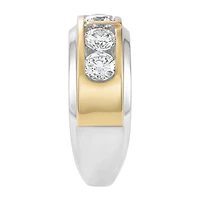 (F / Si2) Mens 2 CT. T.W. Lab Grown White Diamond 14K Gold Over Silver Wedding Band