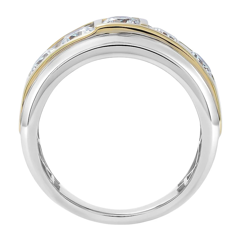 (F / Si2) Mens 2 CT. T.W. Lab Grown White Diamond 14K Gold Over Silver Wedding Band