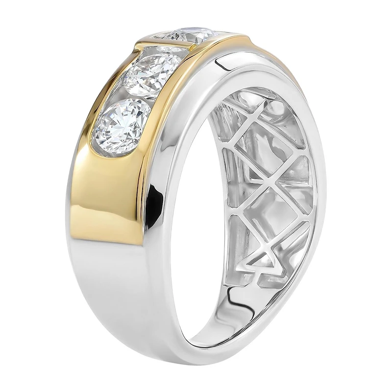 (F / Si2) Mens 2 CT. T.W. Lab Grown White Diamond 14K Gold Over Silver Wedding Band