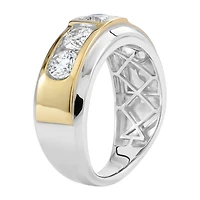 (F / Si2) Mens 2 CT. T.W. Lab Grown White Diamond 14K Gold Over Silver Wedding Band