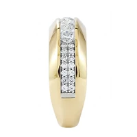 F / Si2) Mens 1 1/ CT. T.W. Lab Grown White Diamond 14K Gold Over Silver Wedding Band