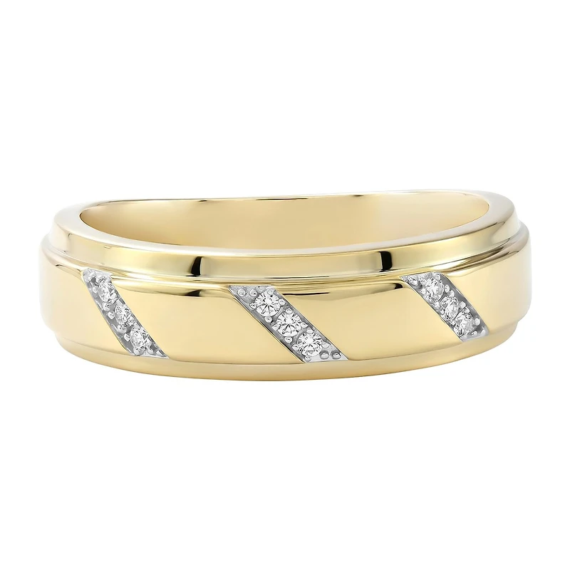 (F / Si2) Mens Diamond Accent Lab Grown White 14K Gold Over Silver Wedding Band