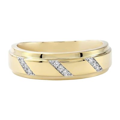 (F / Si2) Mens Diamond Accent Lab Grown White 14K Gold Over Silver Wedding Band