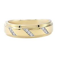 (F / Si2) Mens Diamond Accent Lab Grown White 14K Gold Over Silver Wedding Band