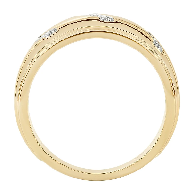(F / Si2) Mens Diamond Accent Lab Grown White 14K Gold Over Silver Wedding Band