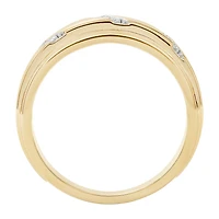 (F / Si2) Mens Diamond Accent Lab Grown White 14K Gold Over Silver Wedding Band