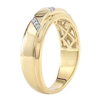 (F / Si2) Mens Diamond Accent Lab Grown White 14K Gold Over Silver Wedding Band