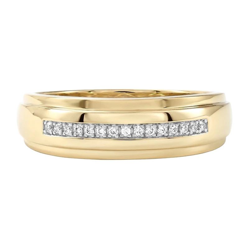 (F / Si2) Mens 1/10 CT. T.W. Lab Grown White Diamond 14K Gold Over Silver Wedding Band