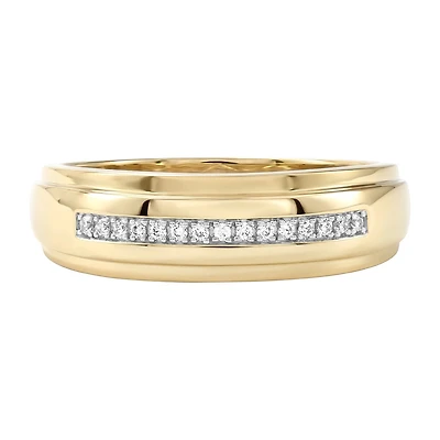 (F / Si2) Mens 1/10 CT. T.W. Lab Grown White Diamond 14K Gold Over Silver Wedding Band