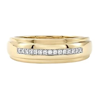 (F / Si2) Mens 1/10 CT. T.W. Lab Grown White Diamond 14K Gold Over Silver Wedding Band