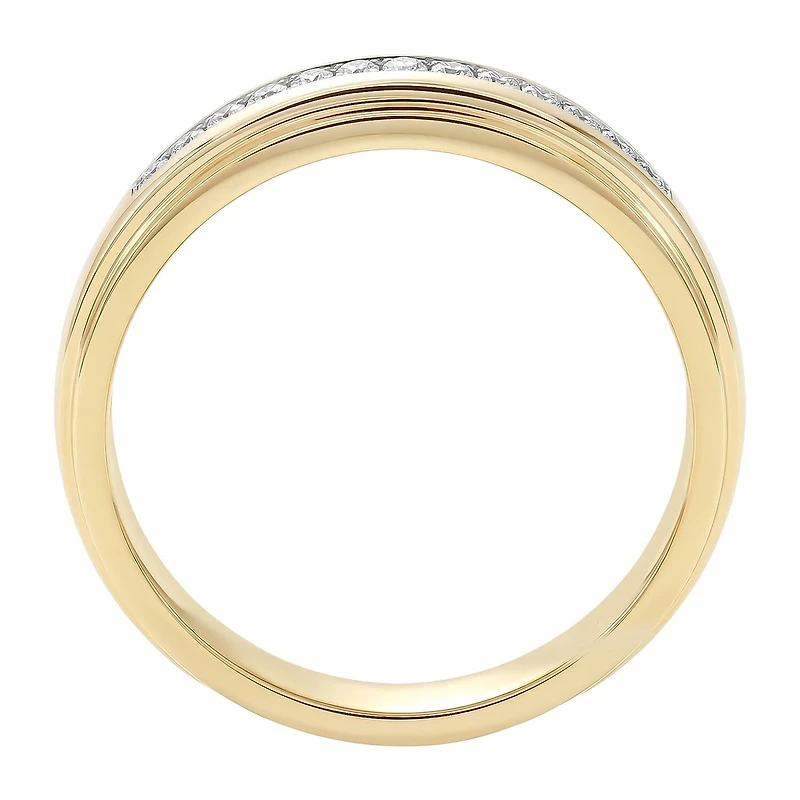 (F / Si2) Mens 1/10 CT. T.W. Lab Grown White Diamond 14K Gold Over Silver Wedding Band