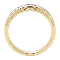 (F / Si2) Mens 1/10 CT. T.W. Lab Grown White Diamond 14K Gold Over Silver Wedding Band