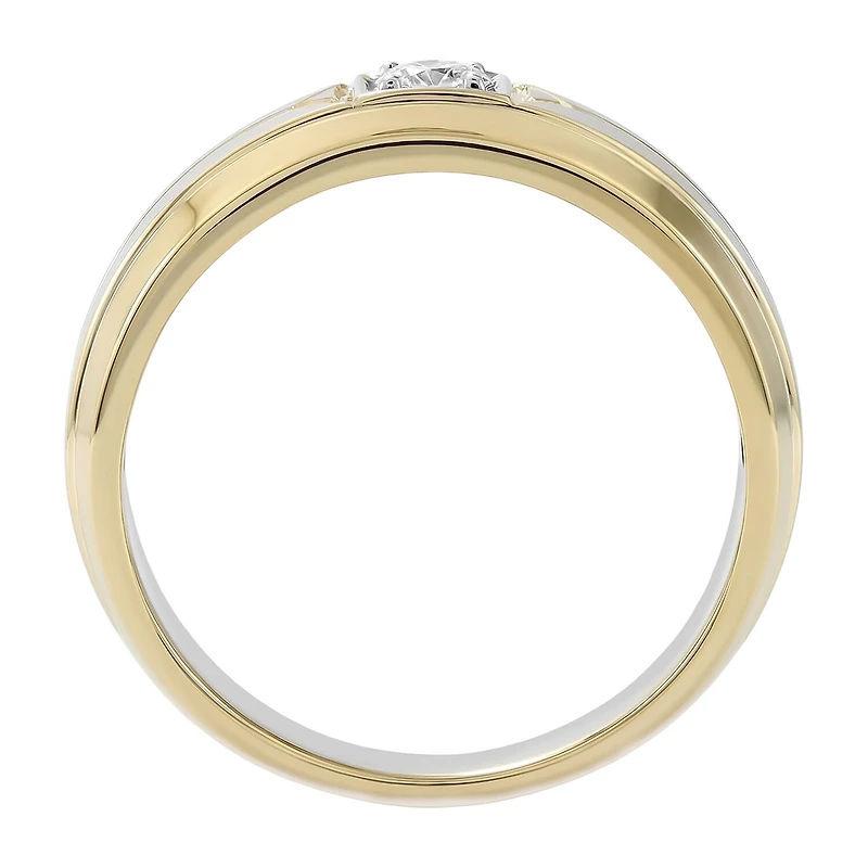 (F / Si2) Mens 1/8 CT. T.W. Lab Grown White Diamond 14K Gold Over Silver Wedding Band