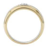 (F / Si2) Mens 1/8 CT. T.W. Lab Grown White Diamond 14K Gold Over Silver Wedding Band