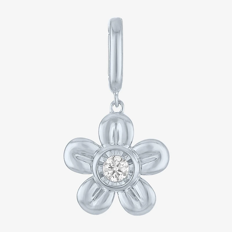 Charmed by Diamond Addiction Diamond Accent Flower (G-H / Si2- I1) White Diamond Accent 14K Gold Over Silver Flower Charm