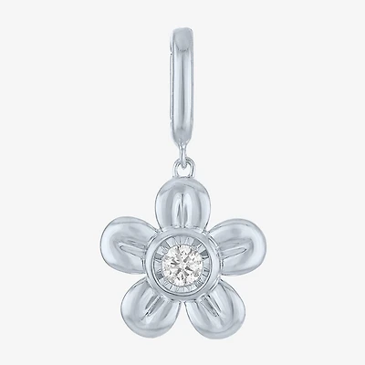 Charmed by Diamond Addiction Diamond Accent Flower (G-H / Si2- I1) White Diamond Accent 14K Gold Over Silver Flower Charm